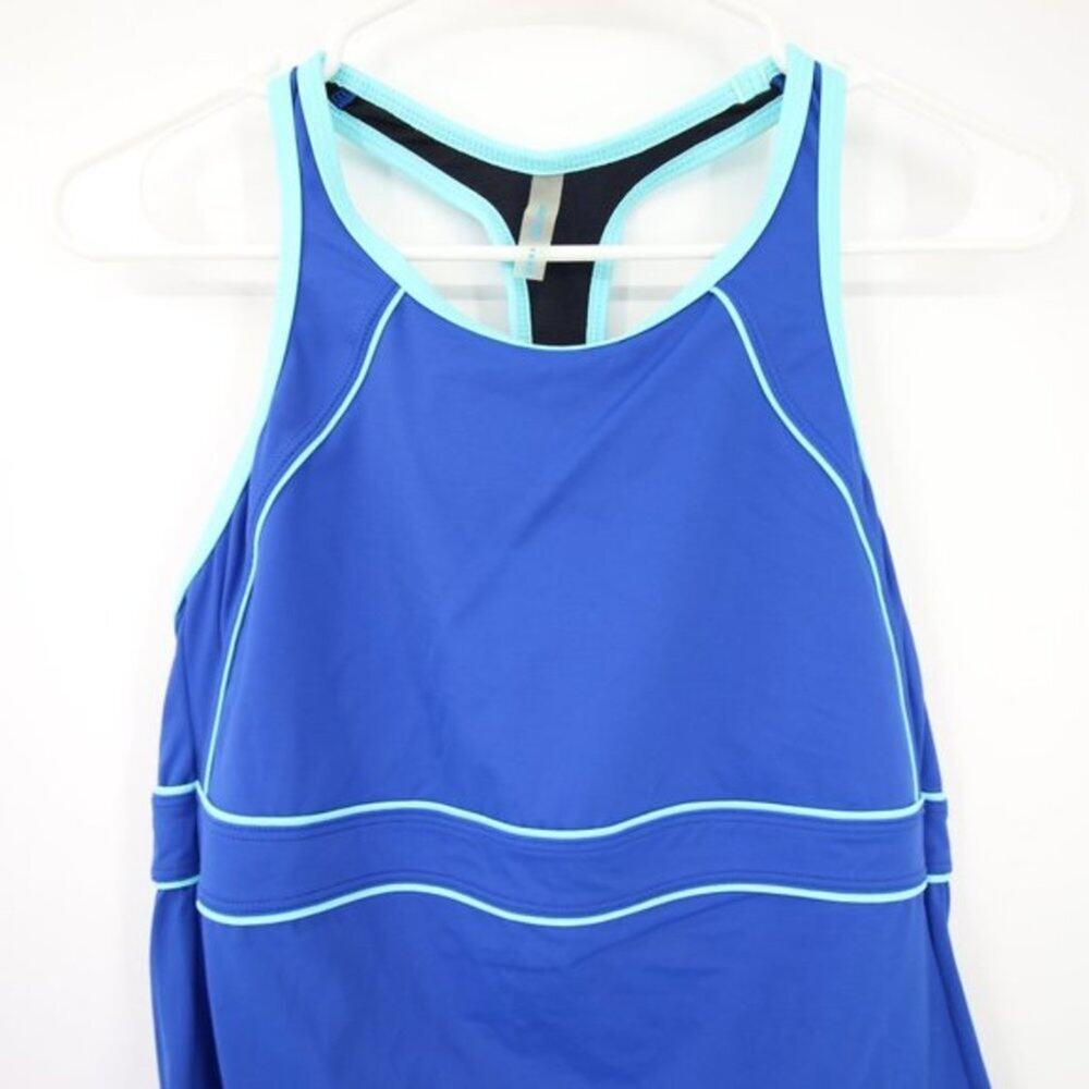 Lands End Swim Top Tankini Size 8 Blue Racerback New without Tags - Picture 2 of 7